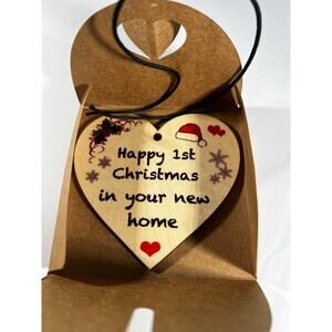 NEW Wooden Heart Christmas Ornament Happy 1st Christmas in Your New Home